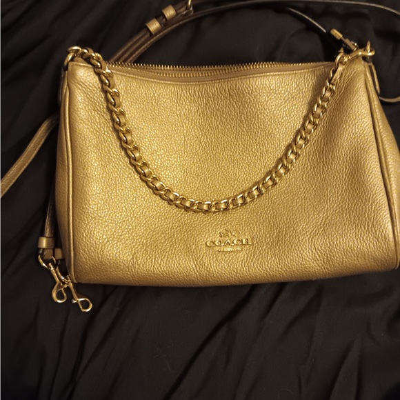 Vintage  Coach Gold Metallic Shoulder Bag with Chain Detail